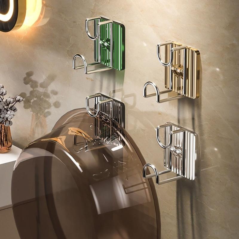 Damage Release Adhesive Hook Strong Hold Bathroom Storage Plastic Hook for Wet Towels Toothbrush Cup Organizing