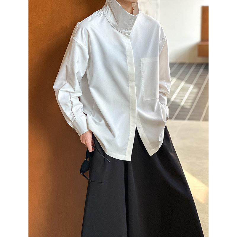 Zhichun Spring Women's Trendy Loose-Fit Long Sleeve Casual Shirt in Orange