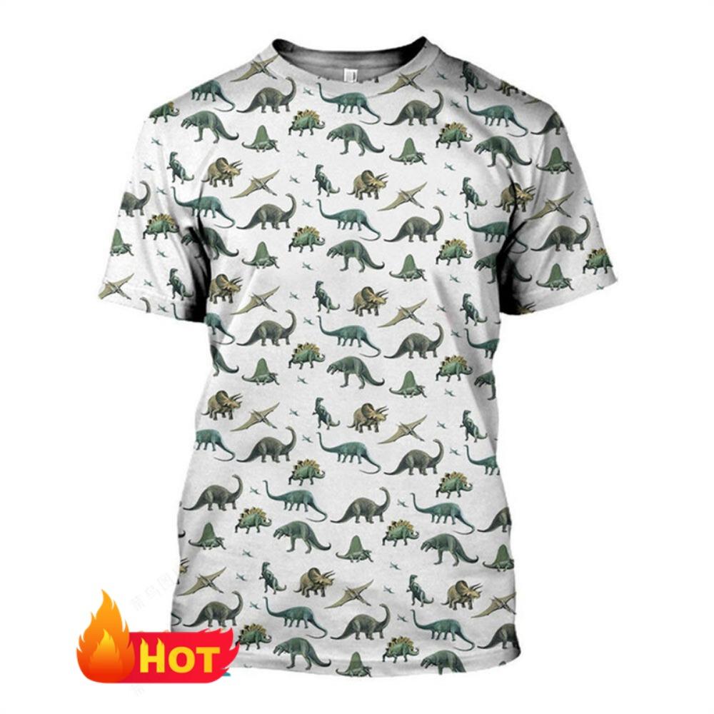 Vintage Summer Men's T-shirt 3d Print Dinosaur Pattern Series T-shirt Loose Comfortable Unisex Top Fashion Round Neck Kids Tees