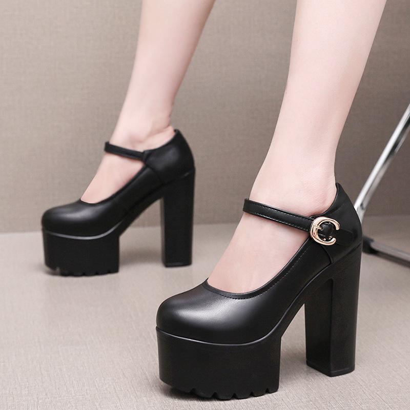 10cm 14cm Kleine Größe 32-43 Sexy Flache Dicke Klobige Plateau Schuhe Damen 2025 Frühling Block Hohe Absätze Schuhe Kleid Model Party