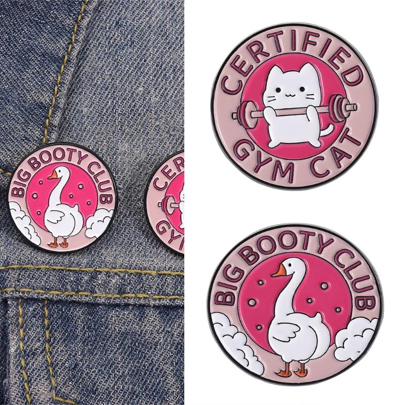 Amusing Weightlifting Animal Enamel Brooch Sturdy Alloy Sporty Accessory Gift