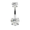 Stainless Steel Loving Heart Zircon Navel Stud Heart-Shaped Diamond Belly Ring Piercing Jewelry