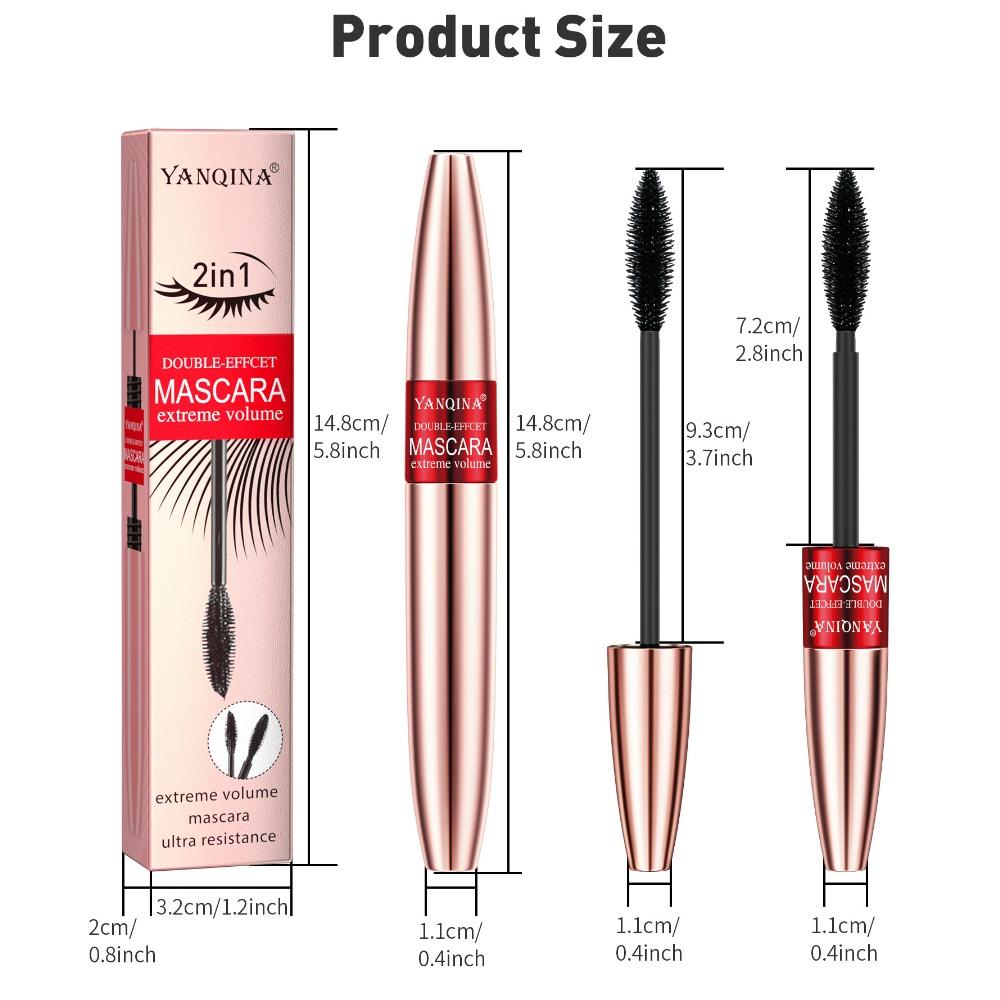 YANQINA Mascara lungo due in uno a doppio effetto, impermeabile, riccioli spessi naturali senza svenimento