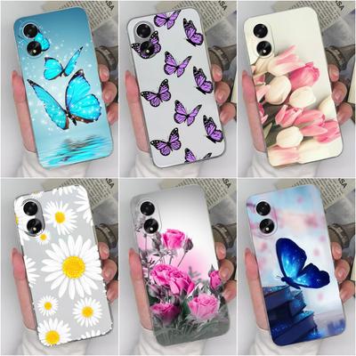 Case For OPPO Realme C53 Narzo N53 Reno10 A38 A79 A98 Phone Cover Fashion Shockproof Flower Butterfly Matte Transparent Soft Silicone For OPPO Shell