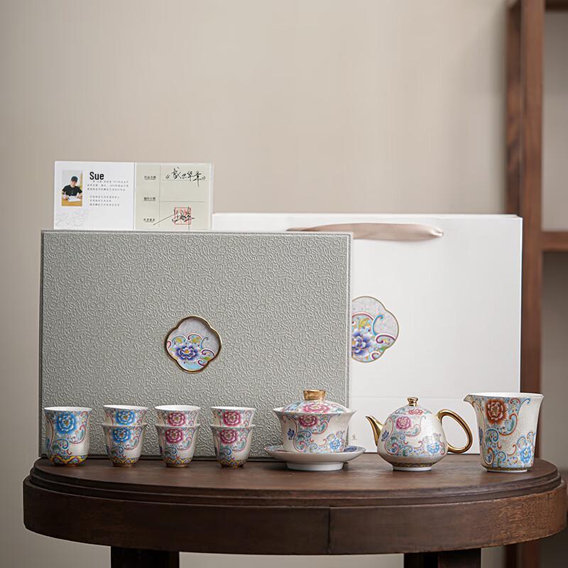 ChaXun Dehua Enamel Silver Filigree Gongfu Tea Set