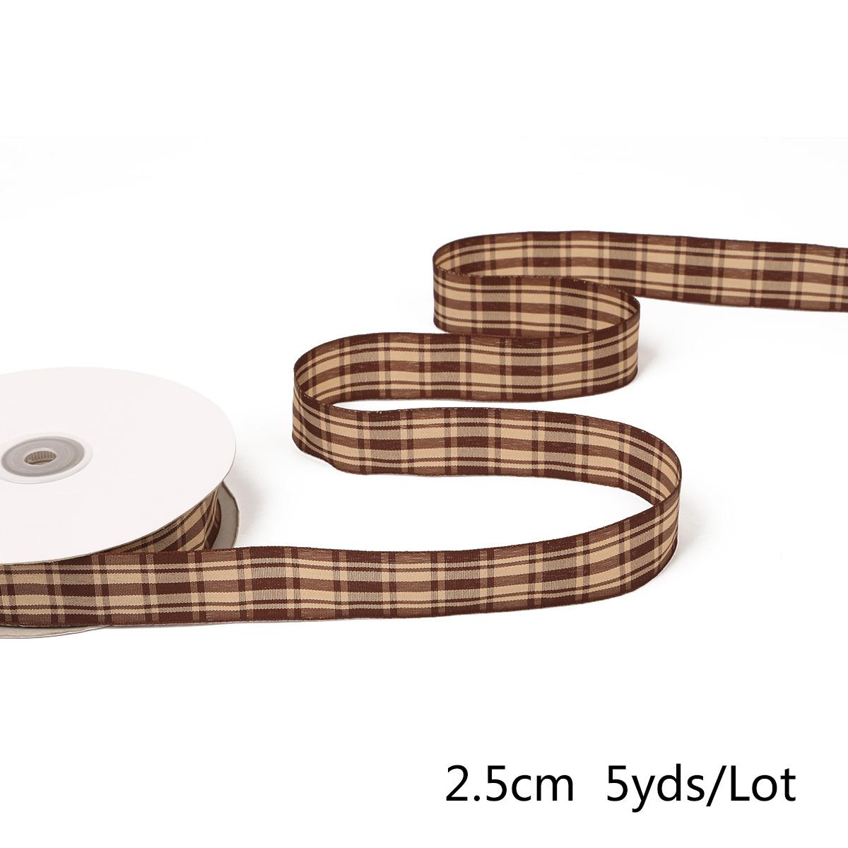 

4,5-метровая шотландская клетчатая сетка с принтом лента для самостоятельного украшения дома, упаковки подарков, рождественских вечеринок, украшений коричневый