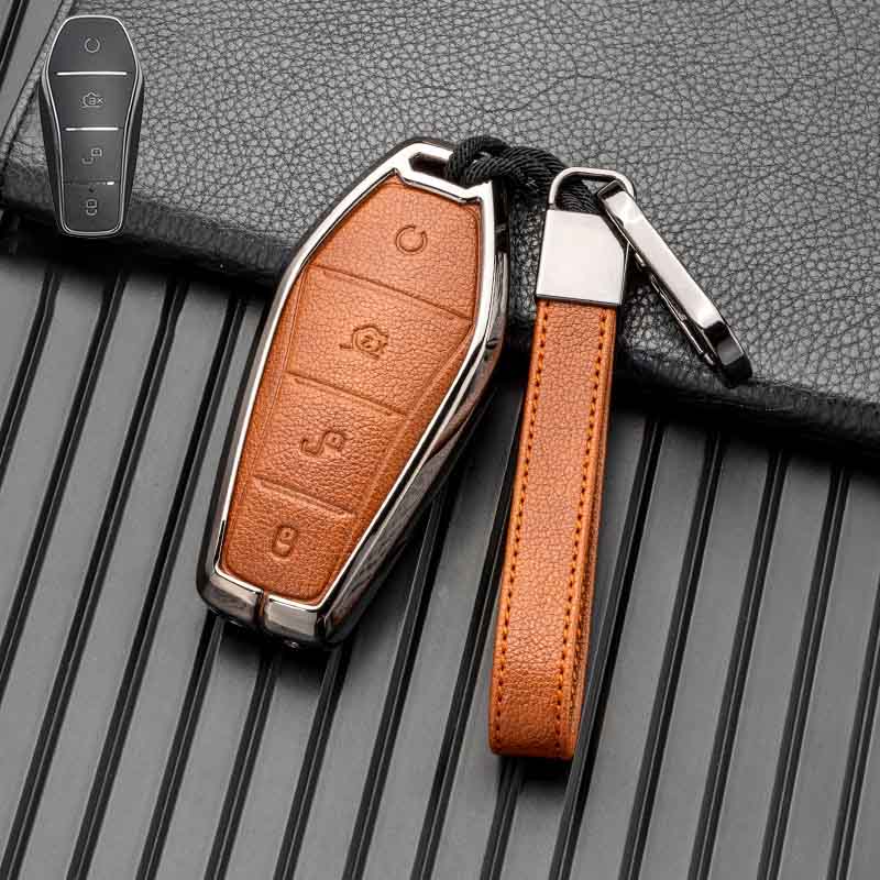Schlüsseltasche Abdeckung für BYD Seal U Sealion 6 07 EV King Song Plus Champion Chazor Leder Metall Fernbedienung Halter Schlüsselanhänger Zubehör