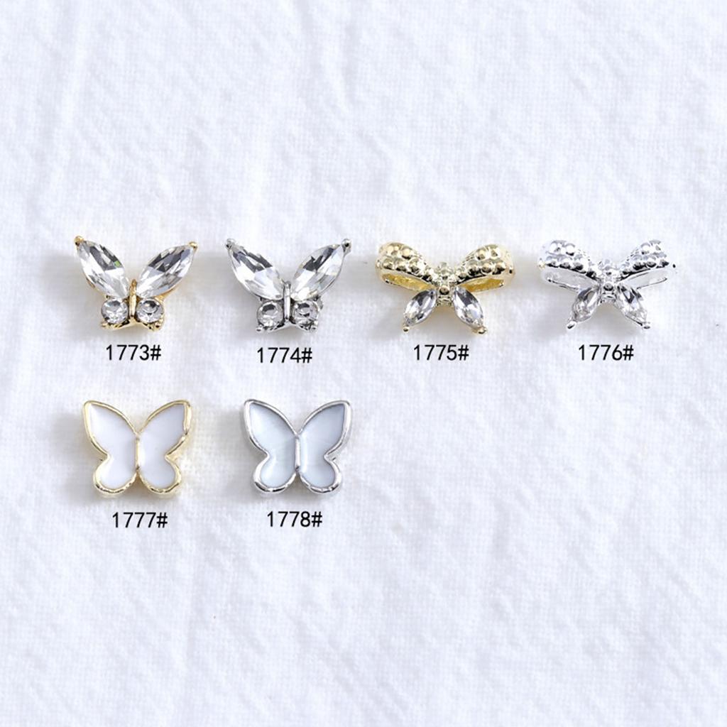 3D Nail Art Charms Bow-Nail Rhinestones Nail Gems Alloy Butterfly-Nail Crystals Diamonds for DIY Nail Art Decorations