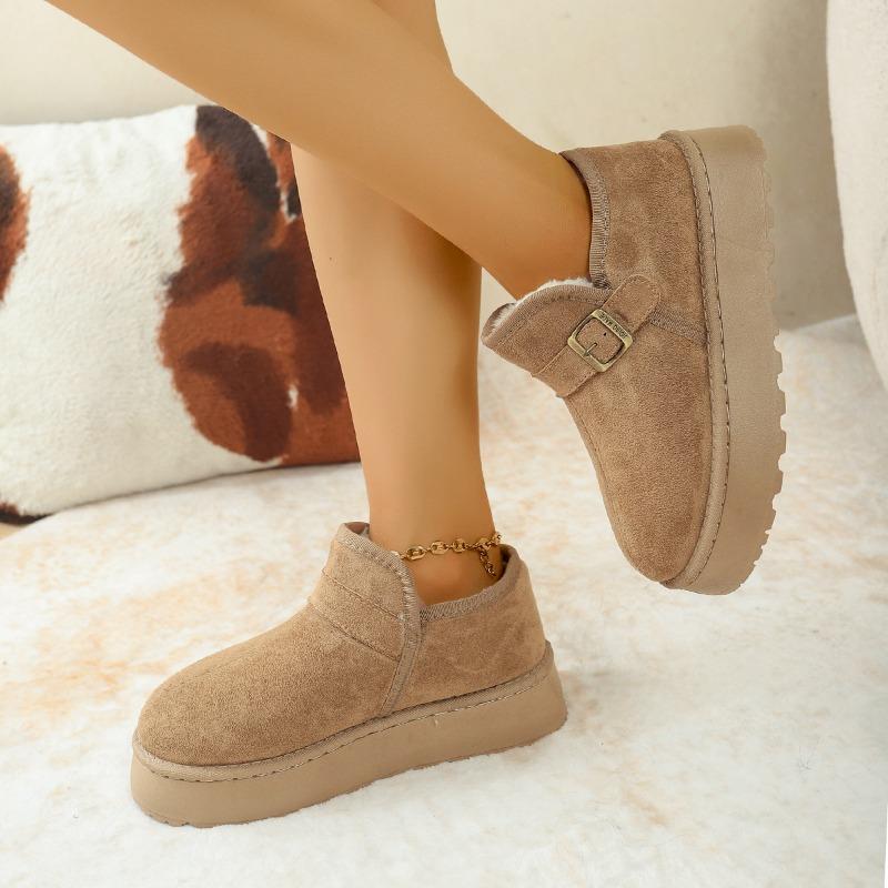 Fashion Cotton Shoes Women Winter Velvet Outward Wear 2025 New One-foot Slip Platform Heightened Big-head Bread Shoes Snow Boots