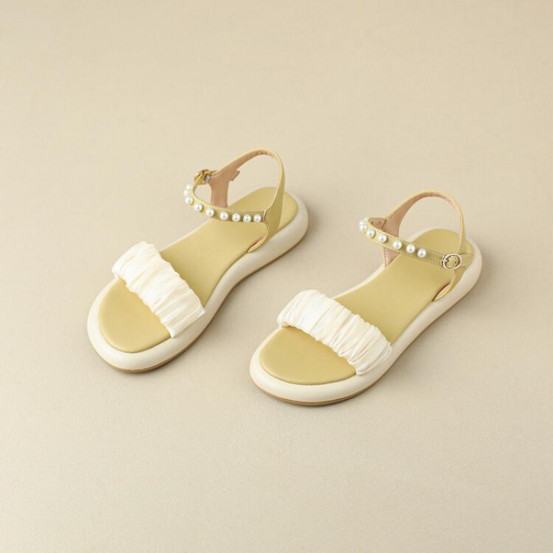 Summer Women's Casual Sandals Comfortable Soft-soled Non-slip Thick-soled Sandals Buckle Empty Round Head New One-word Sandals