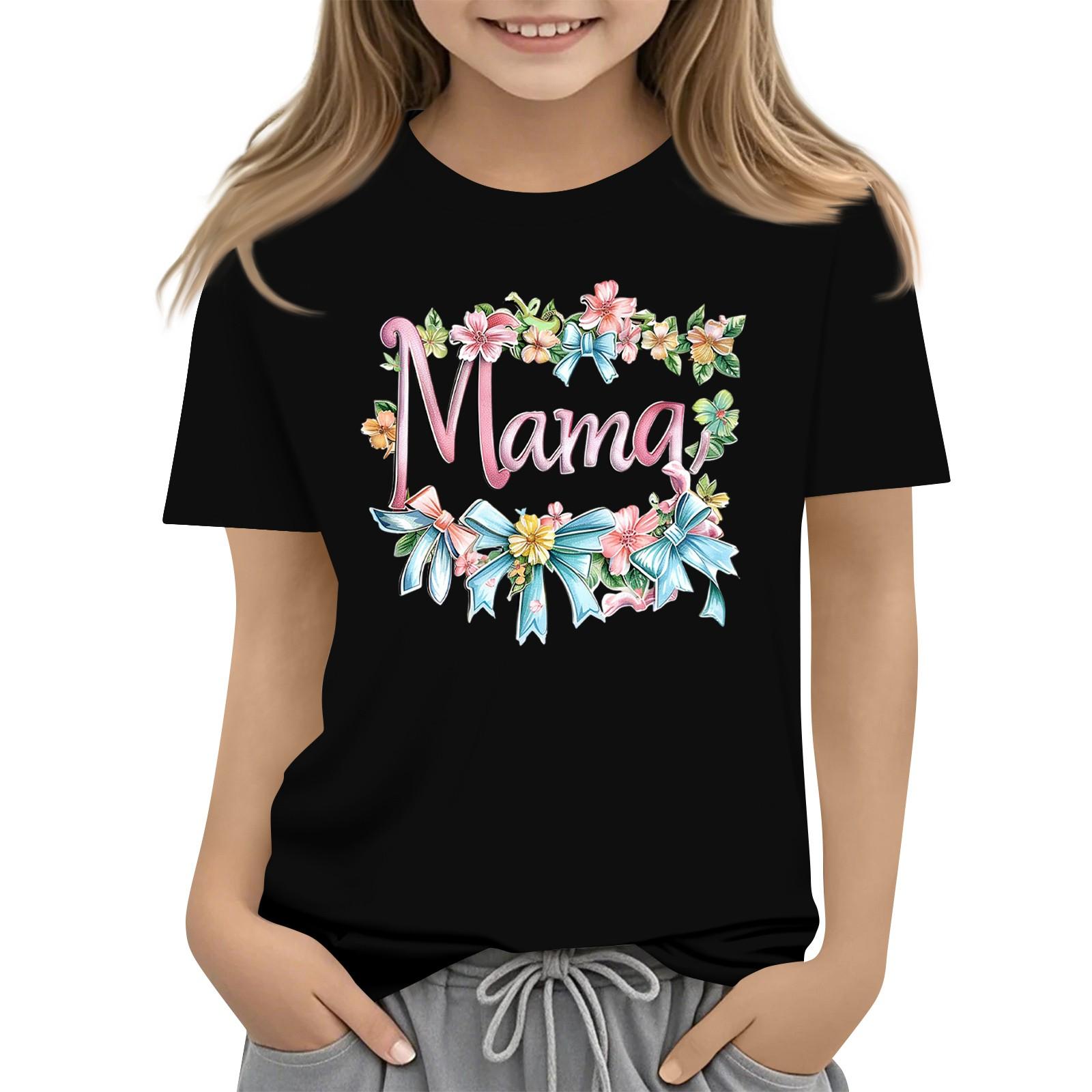 

Children s Fashion Daily Printed Round Neck Short Sleeved Casual T-shirt Top 140 чорний