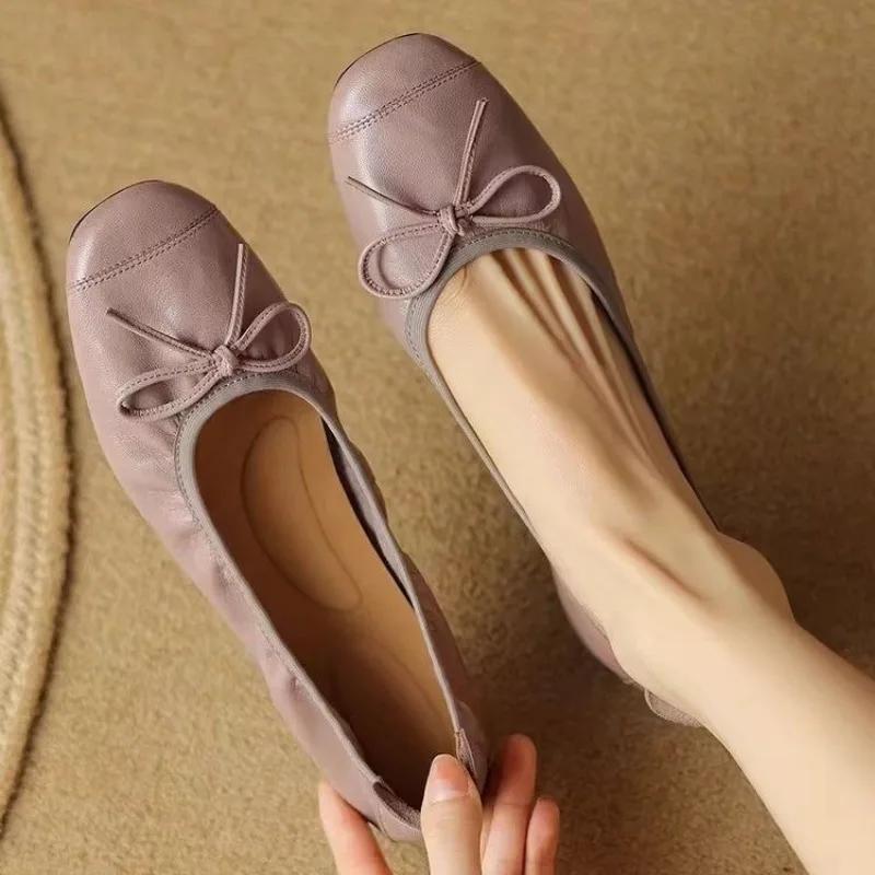 Flat Shoes Women Ballerinas Round Toe Bowtie Slip on Ballet Flats Lazy Loafers Moccasins Ladies Casual Flats Shoes 2025