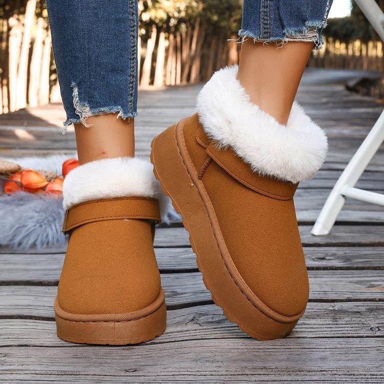 Stivali da neve invernali da donna in pelliccia fodera in peluche staffa per il piede caldi freddo leggeri escursionismo impermeabili antiscivolo bocca pelosa scarpe di cotone