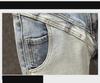Men's Blue Multi-Pocket Slim-Fit Jeans with Elastic Patchwork - Trendy Autumn/Winter Fashion