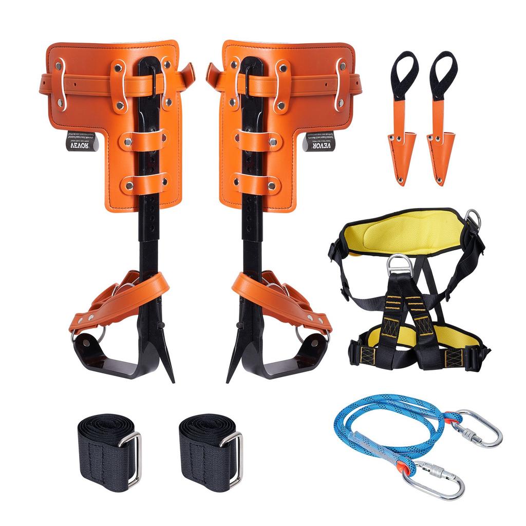 VEVOR Tree Climbing Spikes Set, 1 Pair Alloy Steel Climbing Spurs with Safety Rope and Safety Harness, 350lbs Load Capacity Tree Climbing Gear