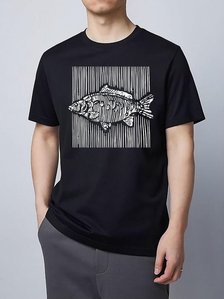 Carp Lines T-shirt Fishing Lovers Hunters Fisherman Holiday Top Men's Gift Tee