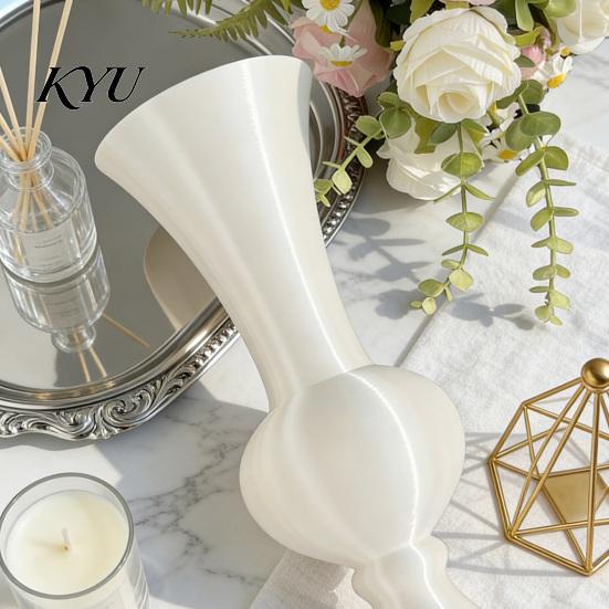 Stylish Balcony Decor Retro Curved Decorative Flower Vase, 3D Printed Flared Neck Plant Pots for Windowsill Minimalist Tabletop Floral Container
