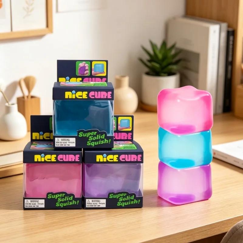 Leuke Dobbelsteen Super Knijp Fidget Speelgoed, Doorschijnend Rood Stressverlichtend Knijp Dobbelsteen, BPA-vrij Speelgoed voor Kinderen Volwassenen