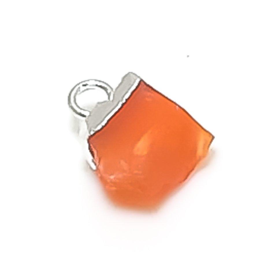 Natural Carnelian Rough Gemstone 925 Sterling Silver Jewelry Pendant 0.59" T4Q67