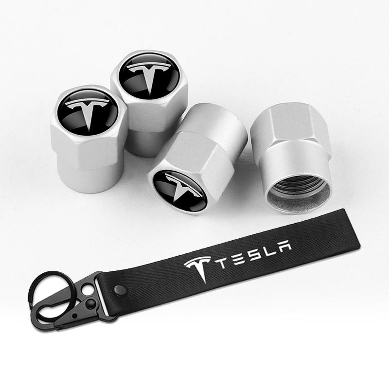 TKVLN1 Car Tire Wheel Valve Caps Cover Car Key Chain Ring Keychain For Tesla Model 3 Model S X Model Y Coil Roadster SpaceX Cybertruck