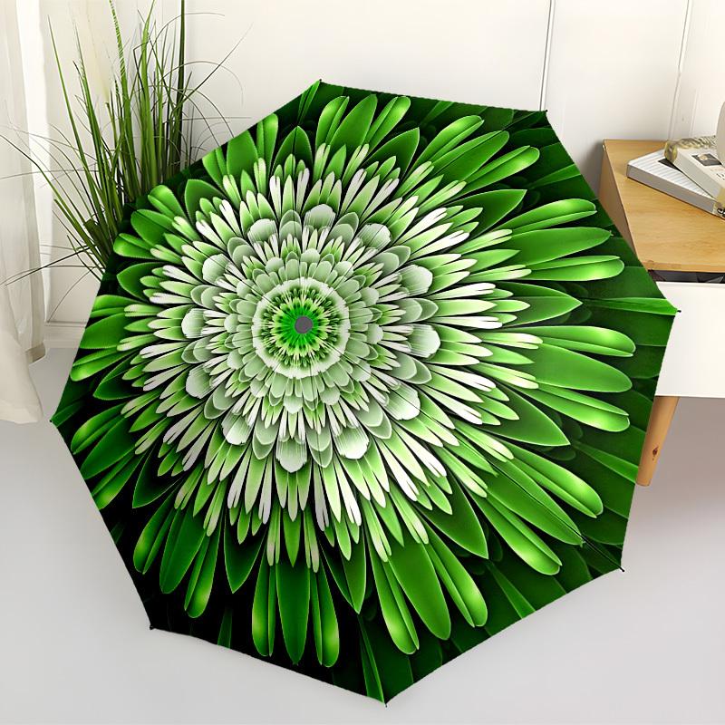 

1pc Green Floral Mandala Automatic Open/Close Umbrella, Folding Compact Umbrella with Lightweight Design for Women/Men yy251028229