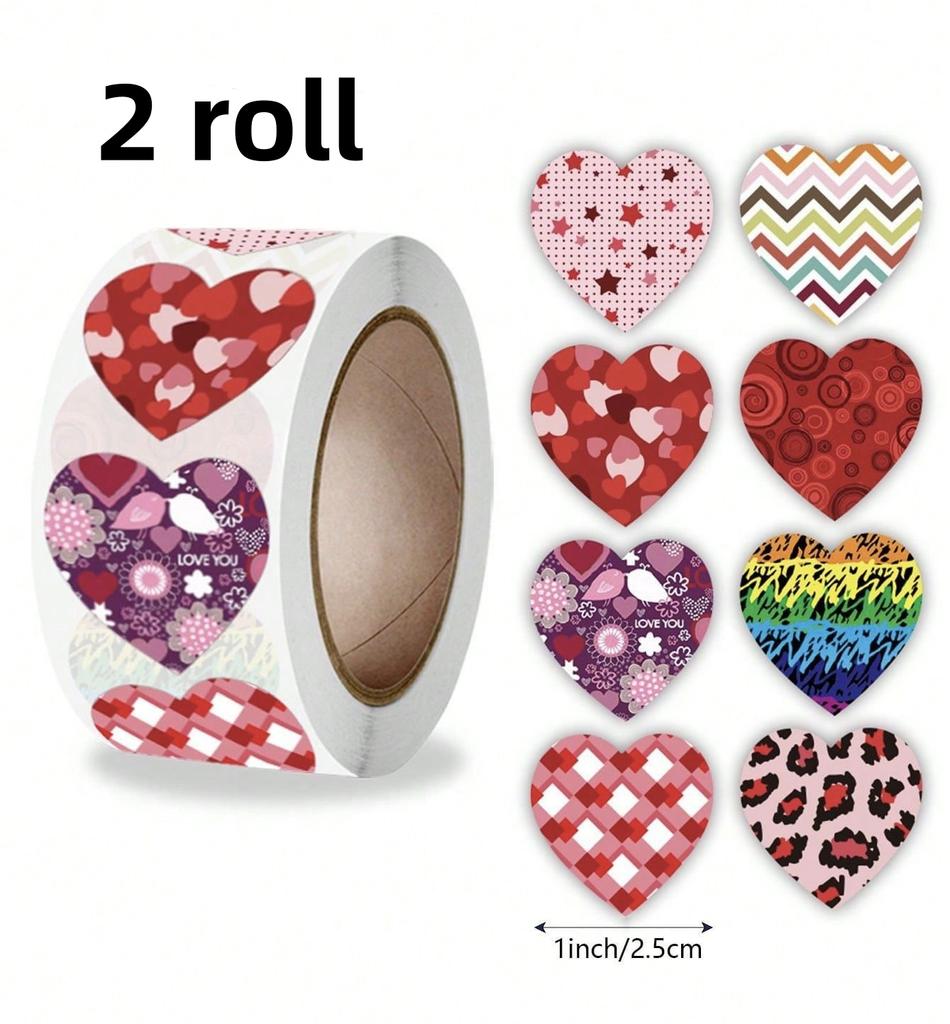 500pcs 1inch Red Heart Stickers for Valentine's Day Baking Packaging Sticker Envelope Seals Love Decorative Stickers