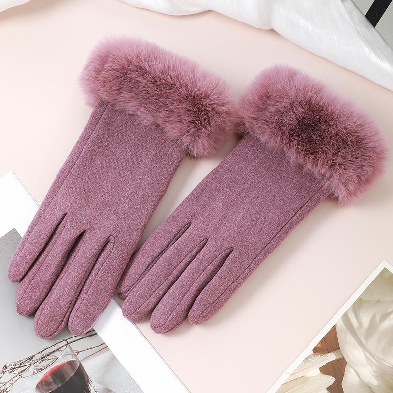 Women's Cute Bow Touchscreen Gloves for Autumn & Winter - Warm, Thickened Velvet, Cold-Proof for Outdoor Cycling