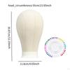 Canvas Block Head Cloth Wig Holder Hat Display Stand Table Training with 40 pins