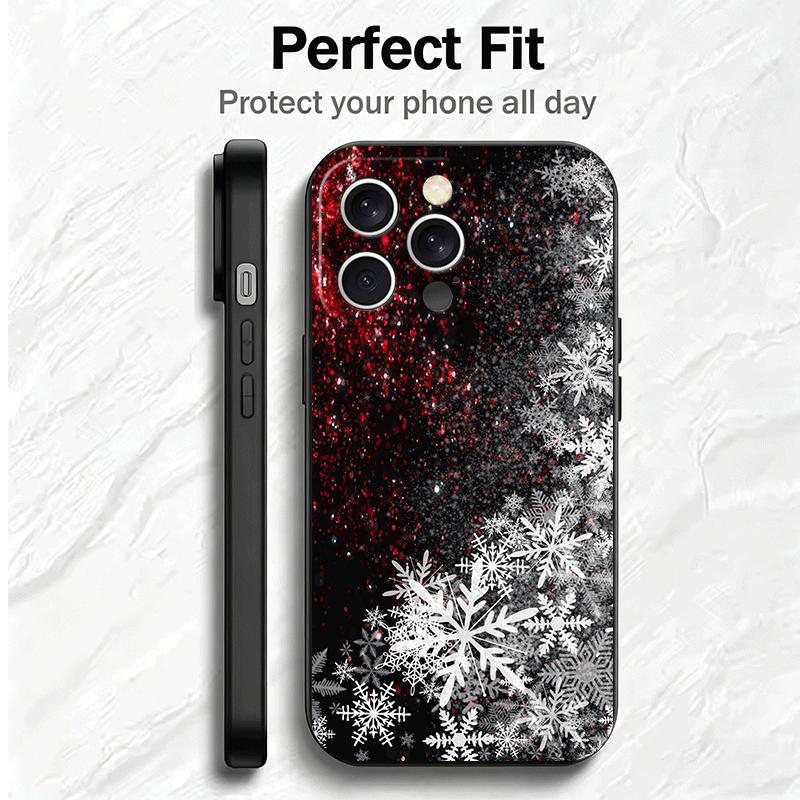 Snow Snowflake Winter Cold Soft Phone Case for iPhone 16 16E 17 Air 15 Pro Max 14 Plus 13 Mini 11 12 7 Black Cover Back Shell