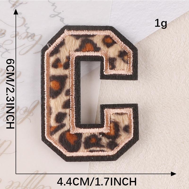 Embroidery Label Leopard Print English Alphabet Cloth Label Clothes And Hats Hand Account Diy Patch Accessories Embroidery Stickers Cloth Stickers