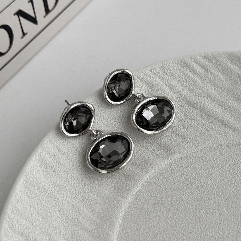 Fashion Acrylic Rhinestone Women's Geometric Earrings Ring, Simple Retro Oval Square Perforated Earrings, Jewelry Gifts