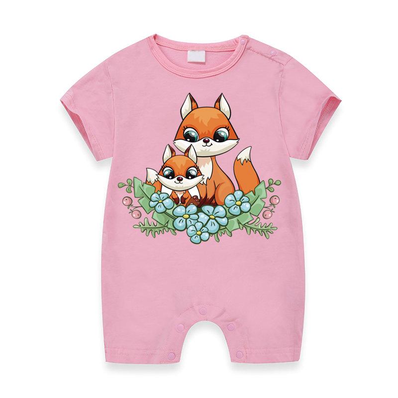 3D Sticker Patch Fox Mother Baby A-Level Washable Thermal Press Vinyl Diy Hoodies Tops Iron On Patch