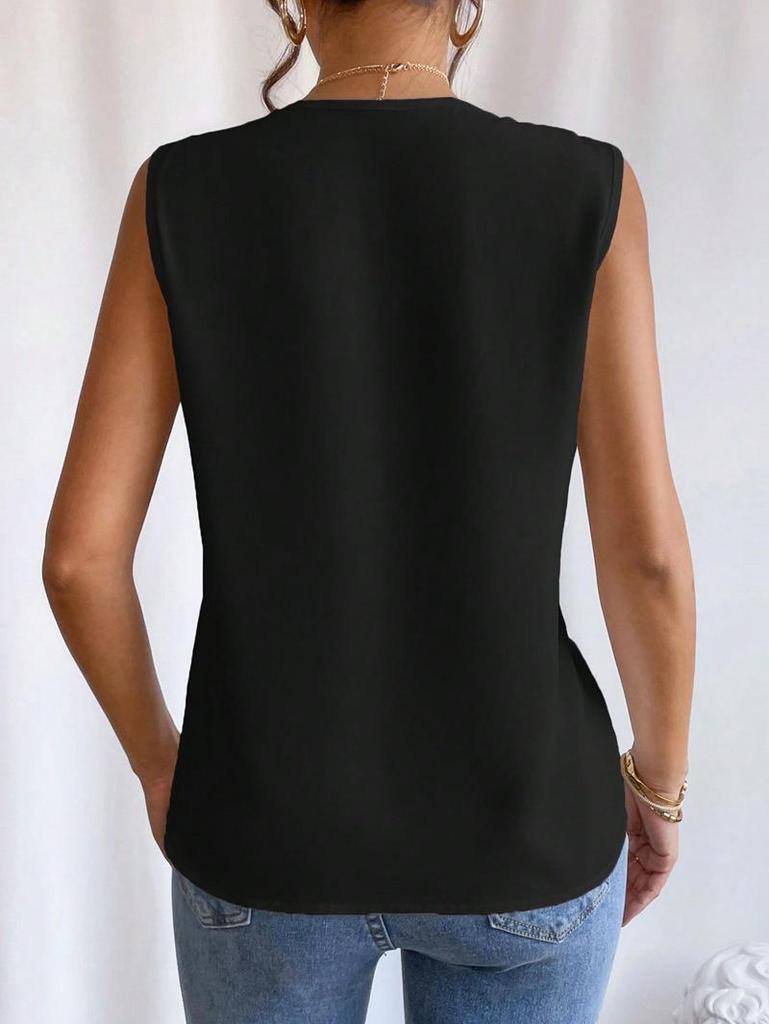 Summer 2025 Multi-layer V-neck Solid Color Women's Vest Top