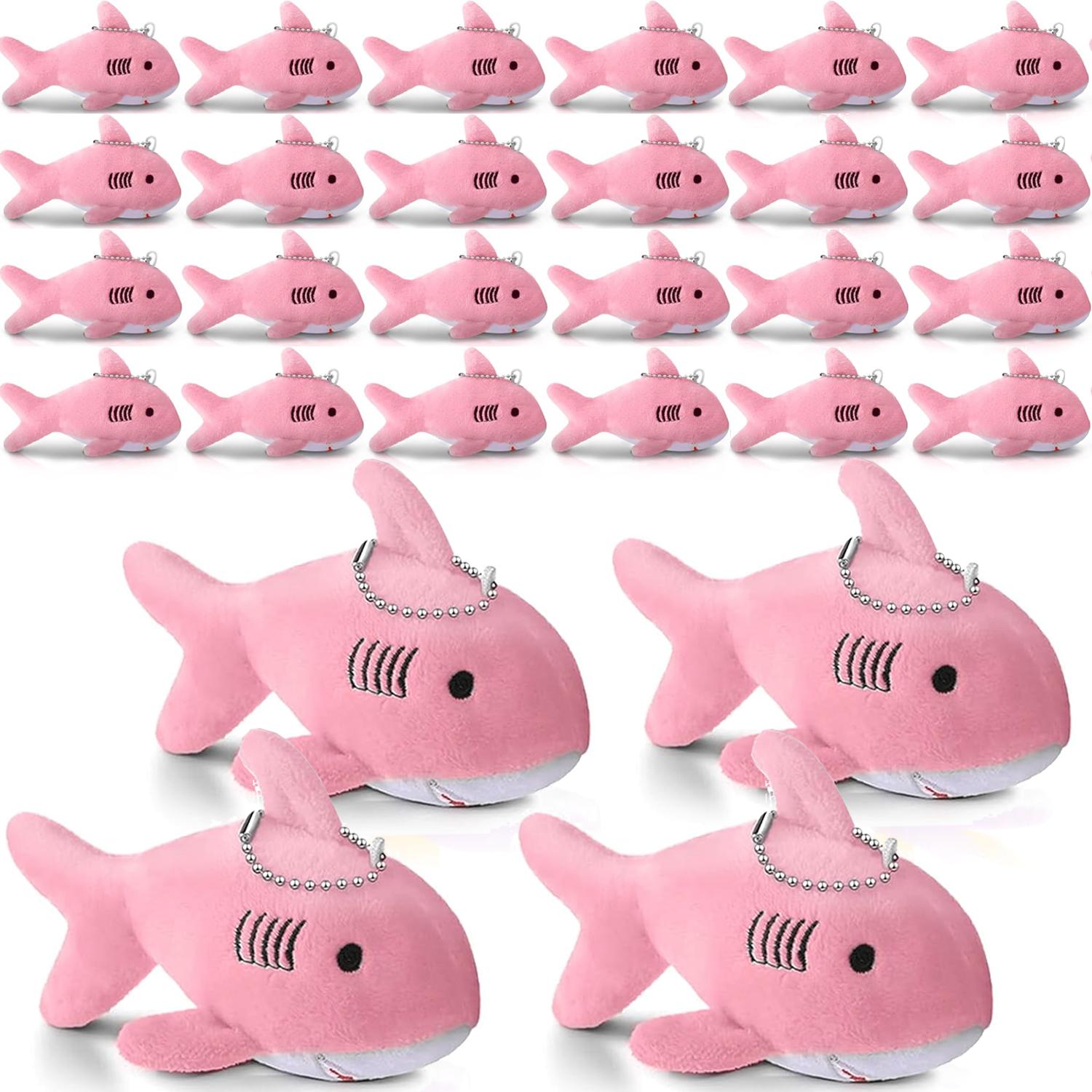 12-48 Stuks Haai Pluche Sleutelhanger Mini Knuffeldier 10 cm Haai Feestartikelen Grootverpakking Zachte Kleine Haai Sleutelhanger Haai Rugzak Sleutelhanger 36 PCS