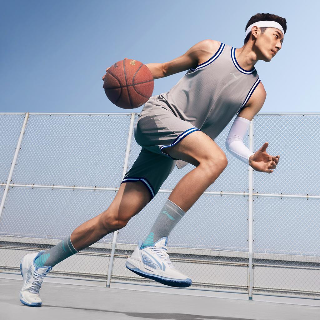 Chaussures de Basketball Li Ning Light Speed 3 Homme Coupe Basse Blanc Bleu ABPV005-4