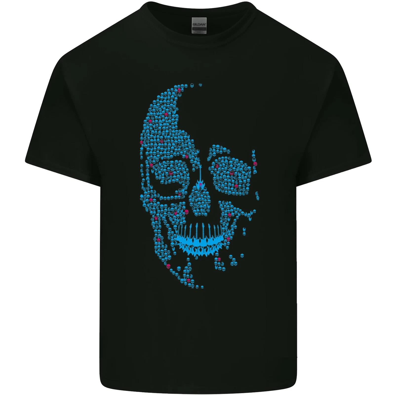 A Blue Skull Made of Guitars Guitarist Kids T-Shirt Childrens S