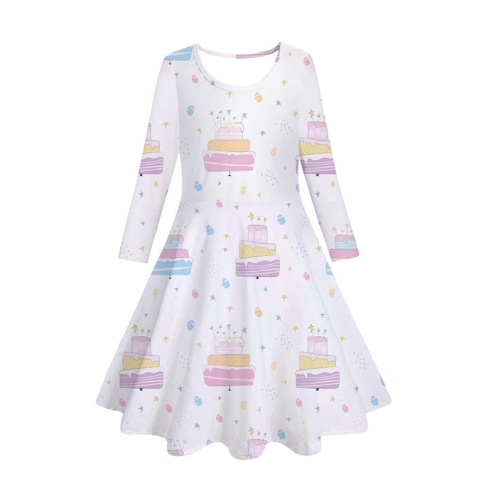 Girls' 3D Cake Theme Dress Long Sleeve Summer Spring Vacation Daily Holiday Princess Beautiful Sweet Kids 4-12 Years Casual Dress A Line Dress