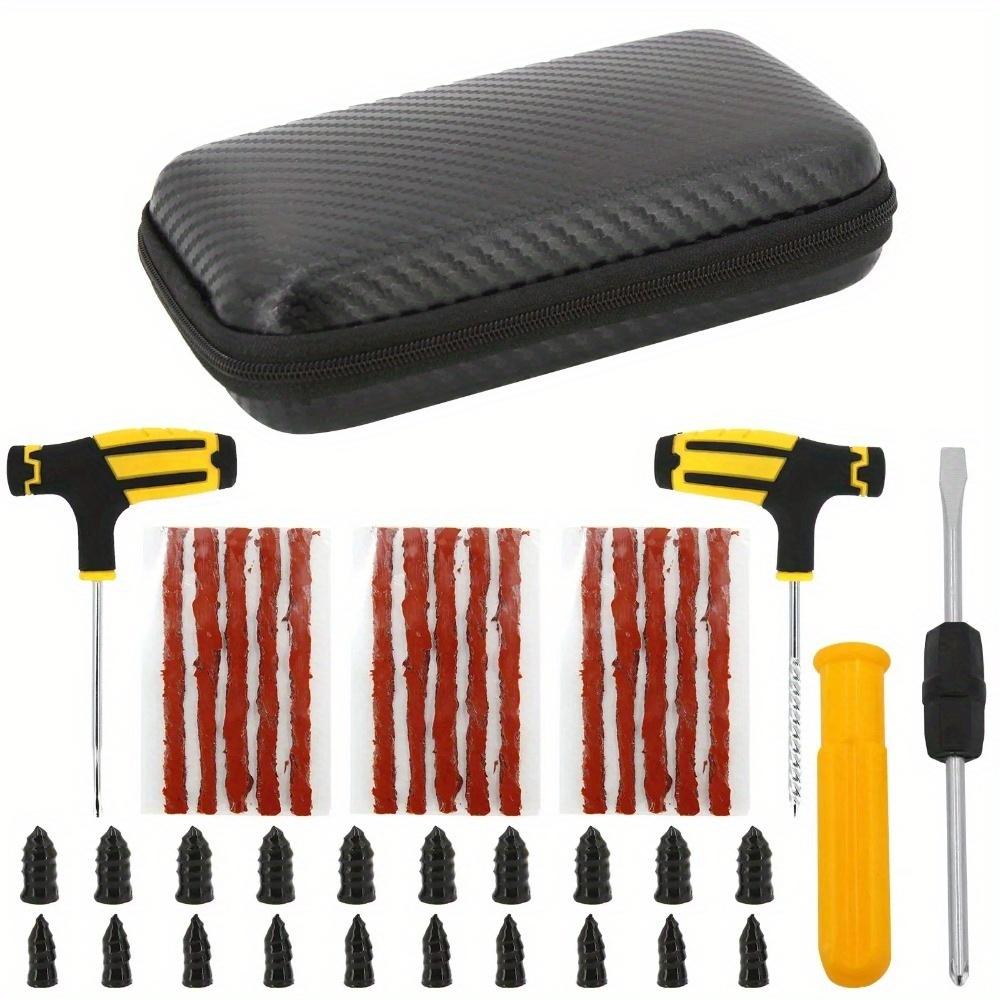 Emergency Tire Repair Kit - Universal Manual Tools with Repair Strips & Storage Box for Car Motorcycle Bicycle