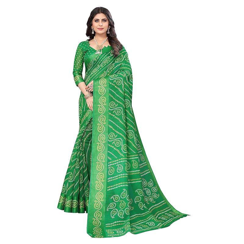 Yashika Women' Linen Jari Printed Saree With Blouse Piece(JETPURI )