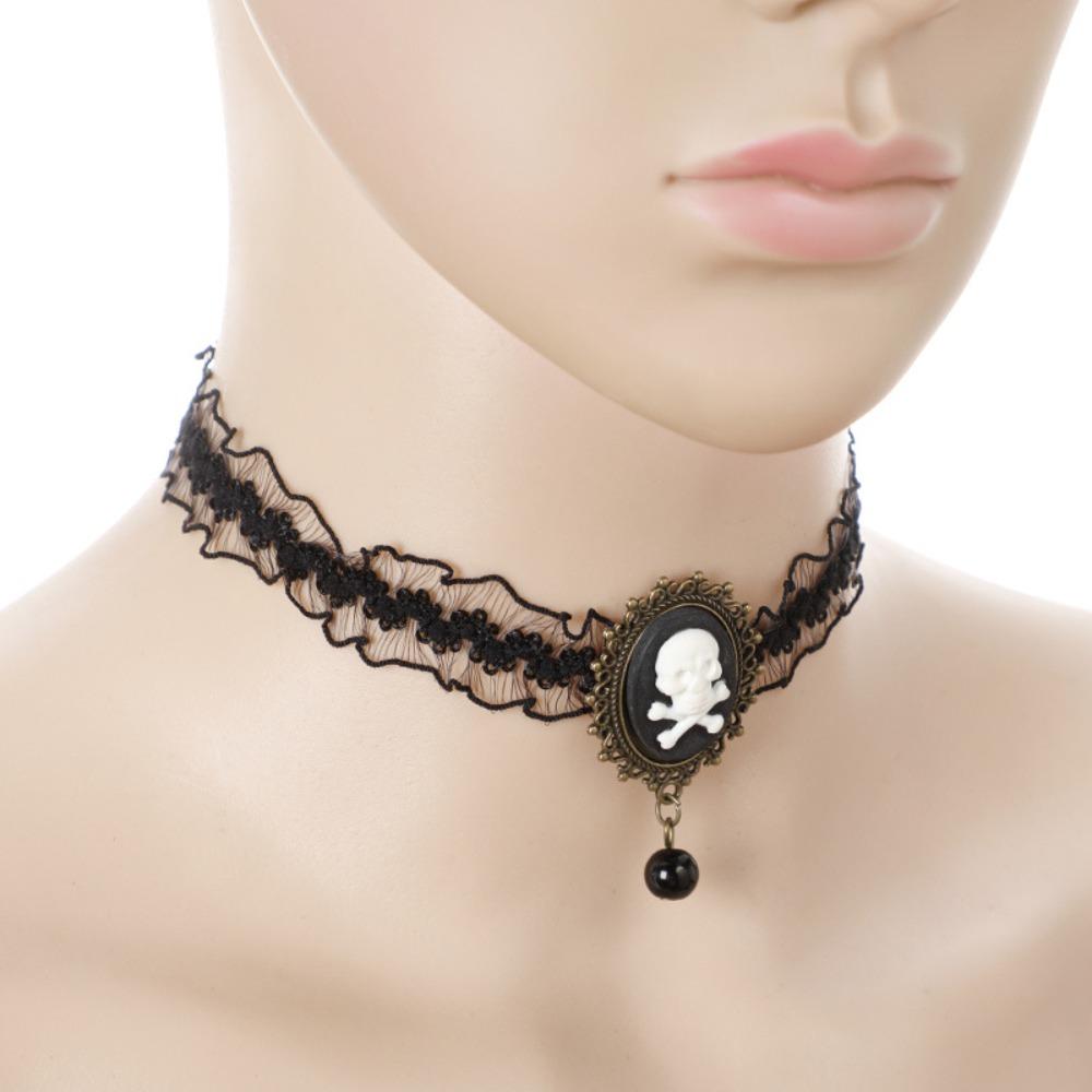 Headband Skull Head Choker Gothic Skull Man Hairpin Horrible Bloodstained Veil  Party