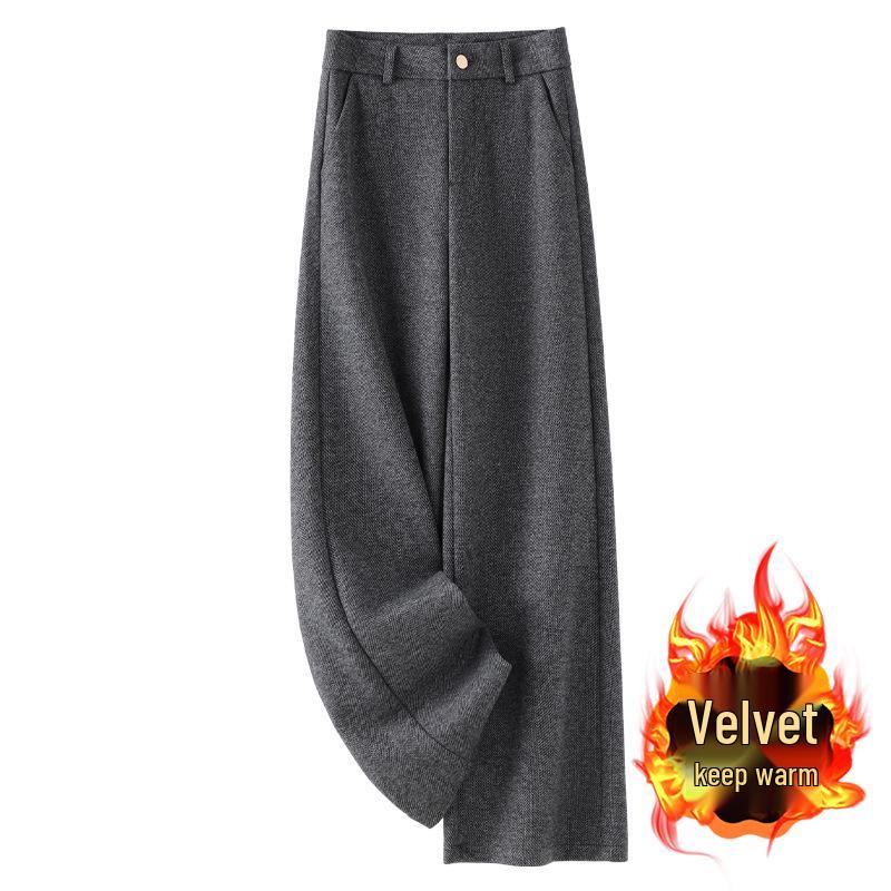 Ankola Women's Red Tweed Wide-Leg Slimming Pants - New Autumn/Winter 2024