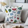 Retro Summer Tropical Food Pattern Pillowcase Throw Cushion Watermelon Pineapple Beach Vacation Decor 40x40cm