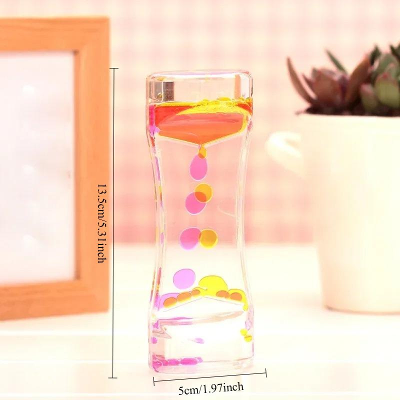 

Creative Mixed Color Liquid Hourglasses Bubbler Timer Oil Drop Ladder Water Hourglass Relieve Boredom Sensory Office Table Decor 13.5X5X3CM