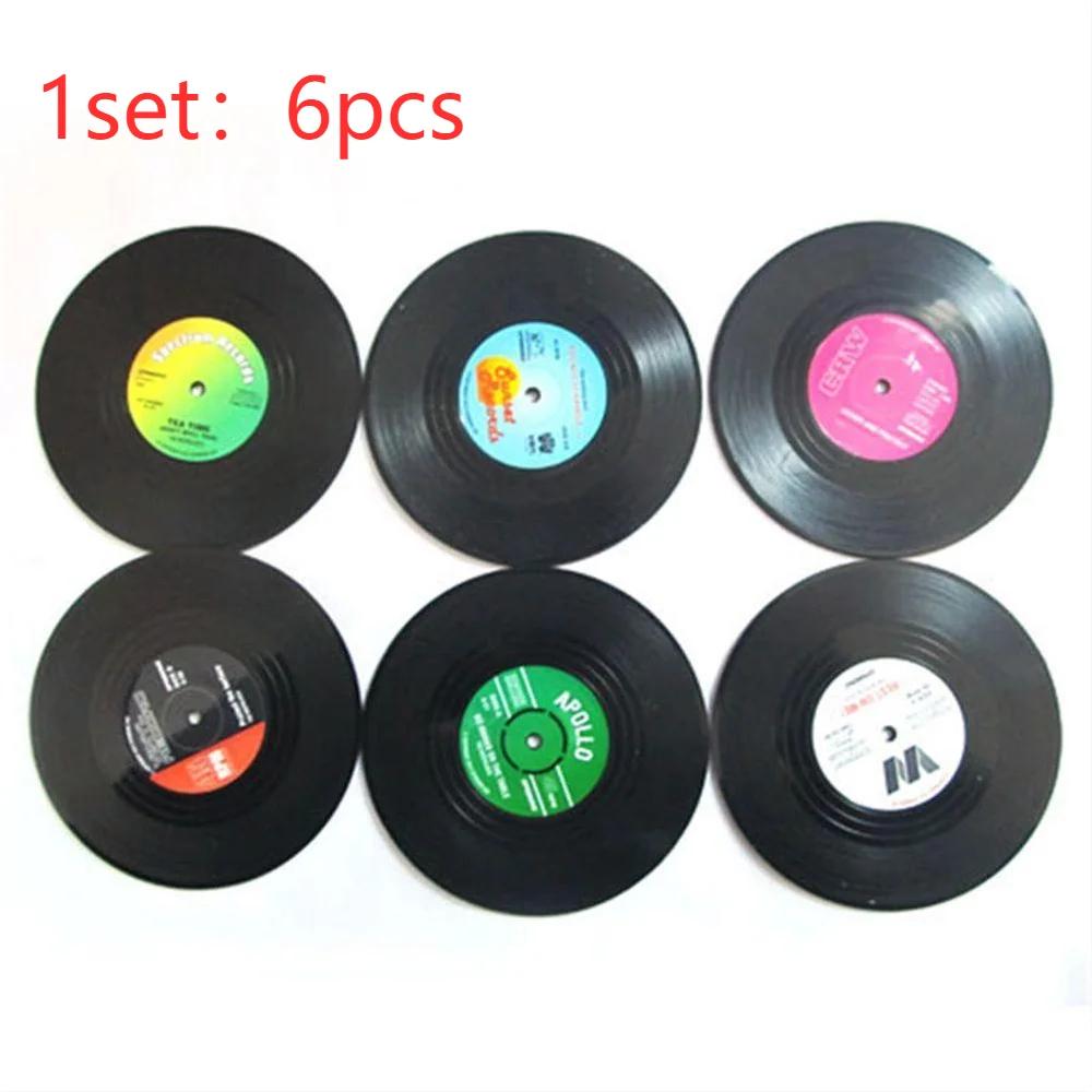 6/7PCS Vinyl Record Table Mats Drink Coaster Table Placemats Creative Coffee Mug Cup Coasters Heat-resistant Nonslip Pads