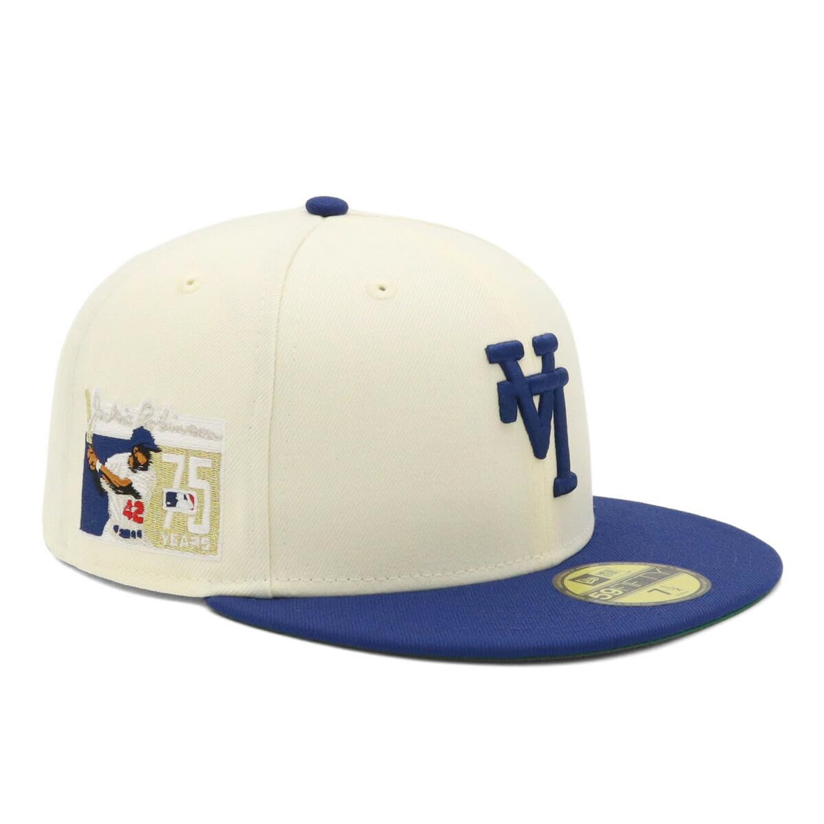 

New Era 59FIFTY Los Angeles Dodgers ONSPOTZ LA 7 Cap with MLB Los Angeles Dodgers Side Patch Cap, Exclusive, Chrome/Dark Royal, 1/2 Up/Down