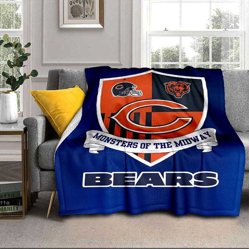 Chicago Bears Portable Blanket/Soft Blanket Bedding Blanket Suitable for Travel Camping Living Rooms Offices Sofas Fan Gifts