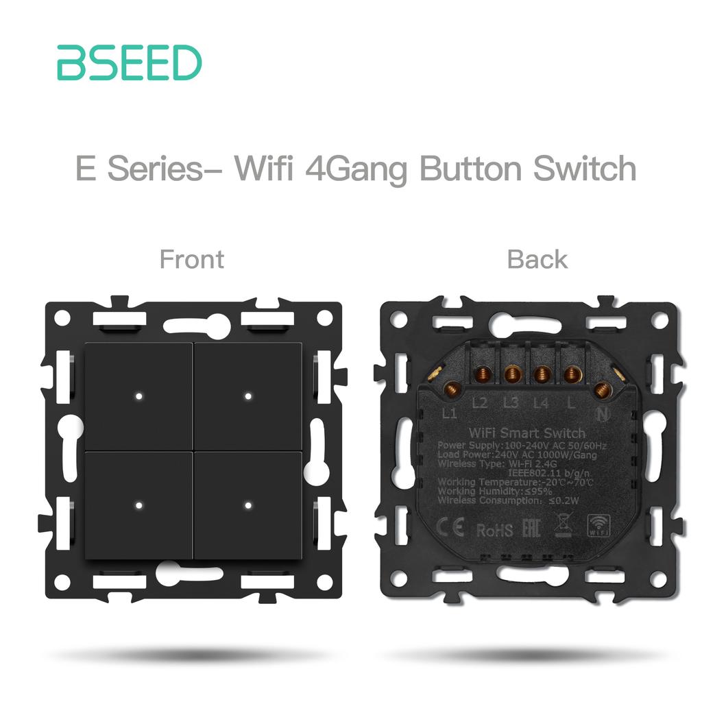 BSEED WIFI Click Switch Modules Smart Light Switch Parts White Glass Frame DIY Combination Wall Sockets USB Charge Key E-Series