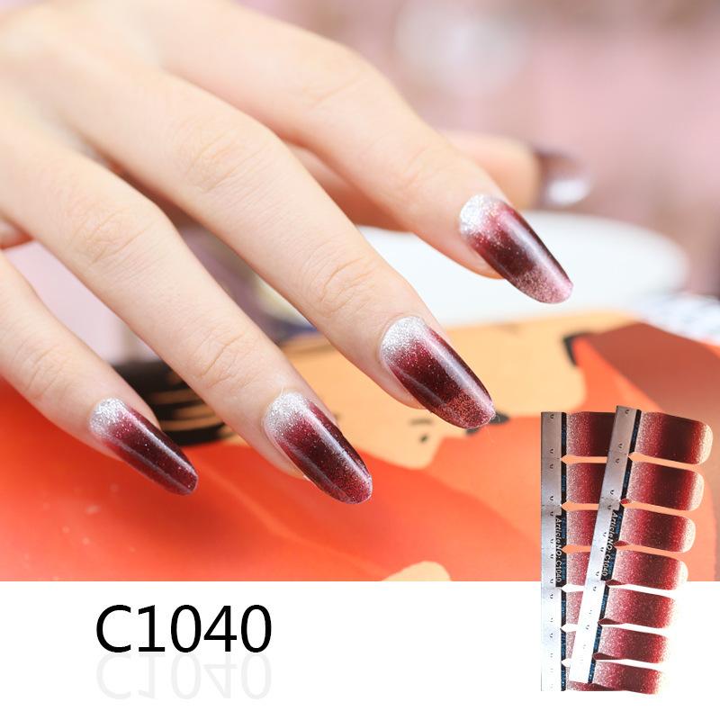 14 Stickers Of Glitter Solid Color Nail Polish Stickers Full Gradient Nail Stickers