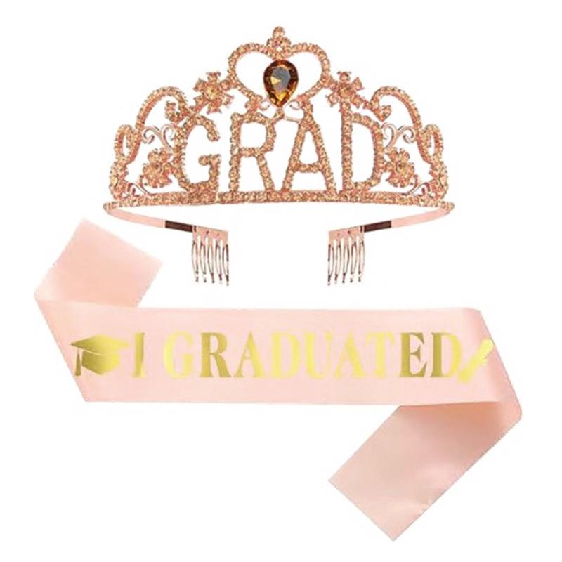 Graduation Party Crown Strap Set Letters RETIRED Diamond Crown Retirement Party Headpiece