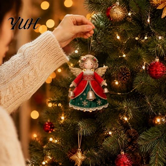 Christmas Window Display Props 6/10/12/24/36PCS 2D Flat Wooden Angel Ornaments, Hanging Decorations for Xmas Reusable Wood Holiday Tree, Wall, Window,